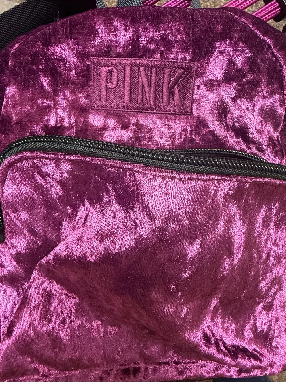 PINK Victoria's Secret Plush Velvet Mini Backpack in Magenta